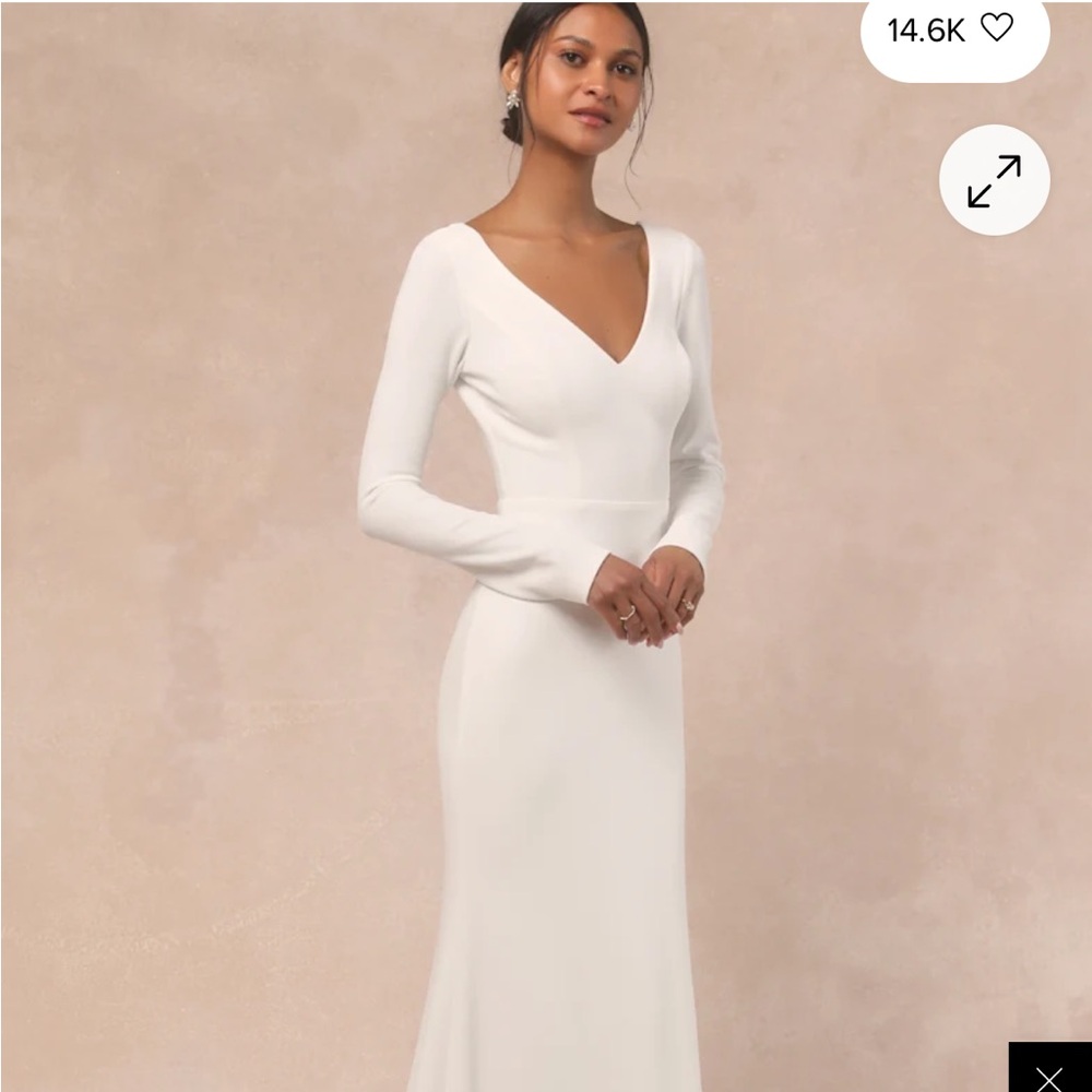 Lulu's Classic White Long Sleeve Mermaid Wedding dress
